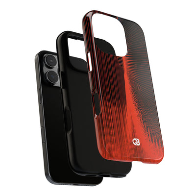 Red Tough Phone Case for iPhone - Crimson Frequency Pulse