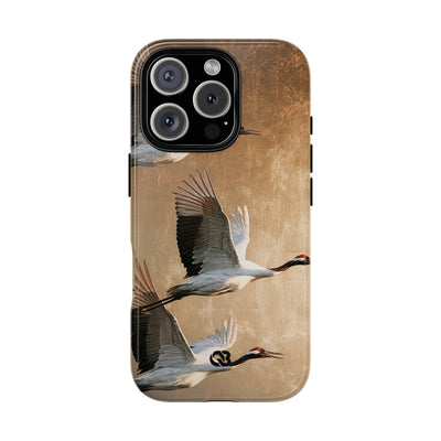 Golden Crane Flight · Tough Phone Case for iPhone · Gold