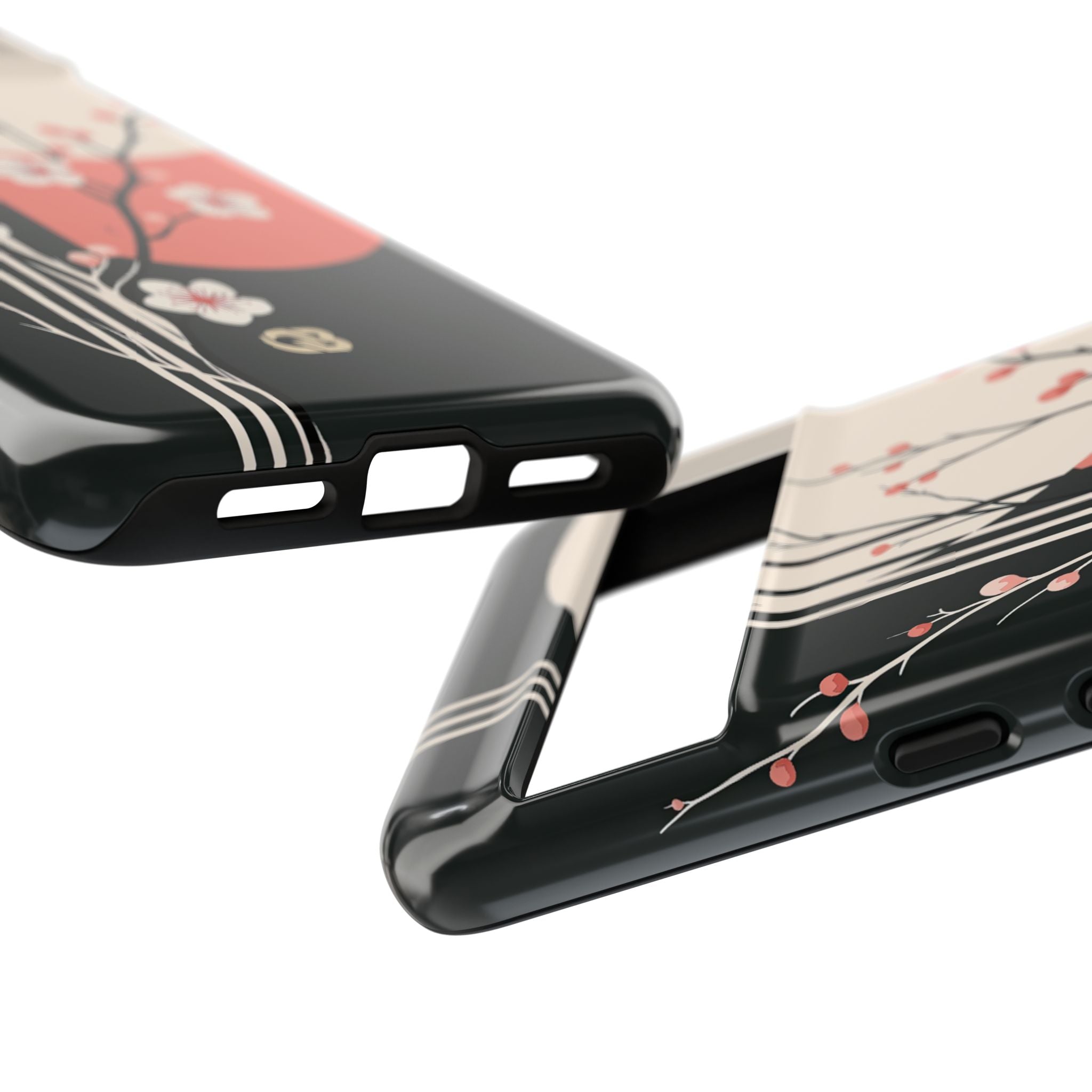 Black Tough Phone Case for Google Pixel - Kyoto Midnight Blossom