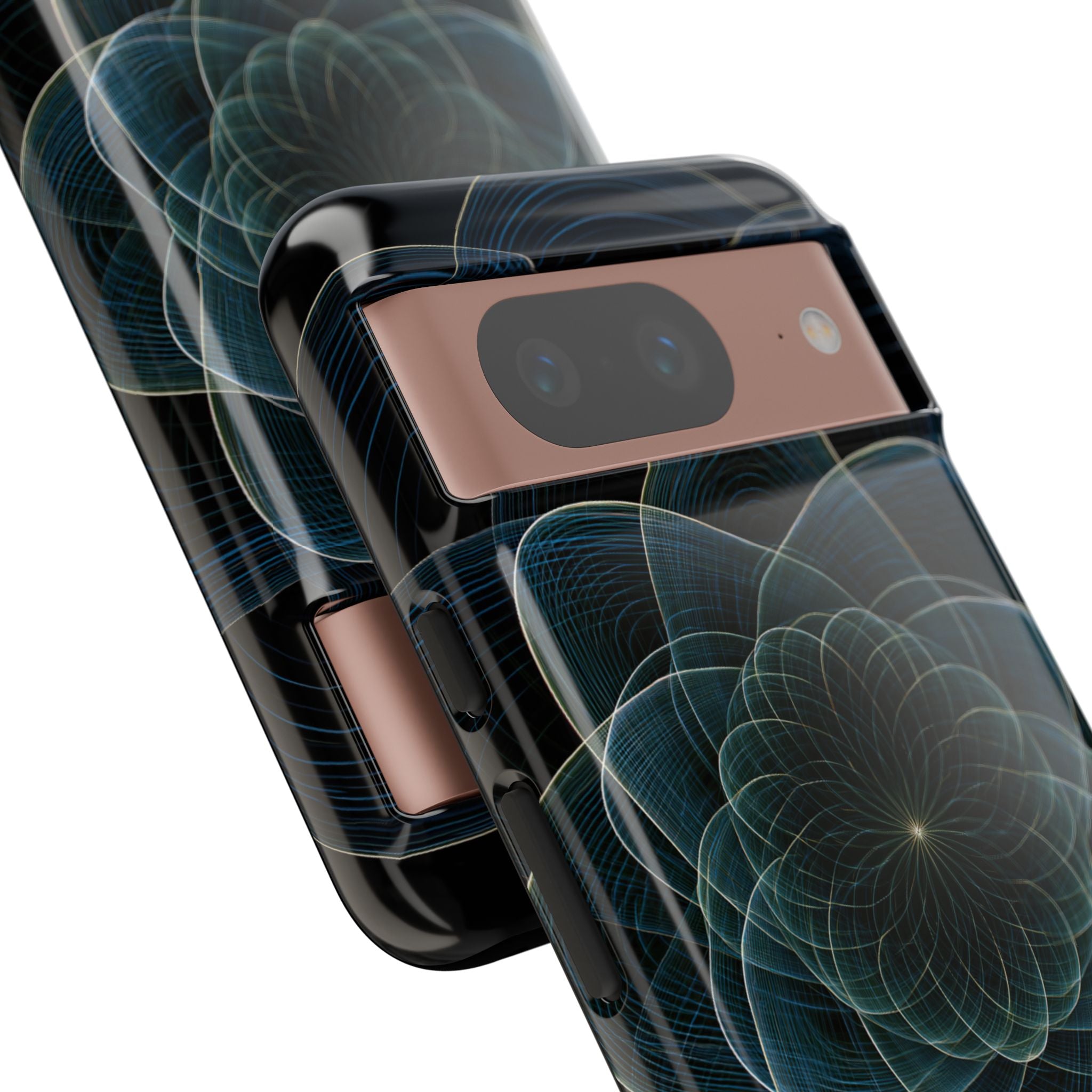 Blue Tough Phone Case for Google Pixel - Celestial Wireframe Bloom