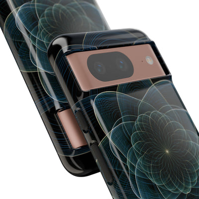 Blue Tough Phone Case for Google Pixel - Celestial Wireframe Bloom