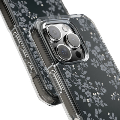 Black Impact MagSafe Phone Case for iPhone - Midnight Slate Blossom