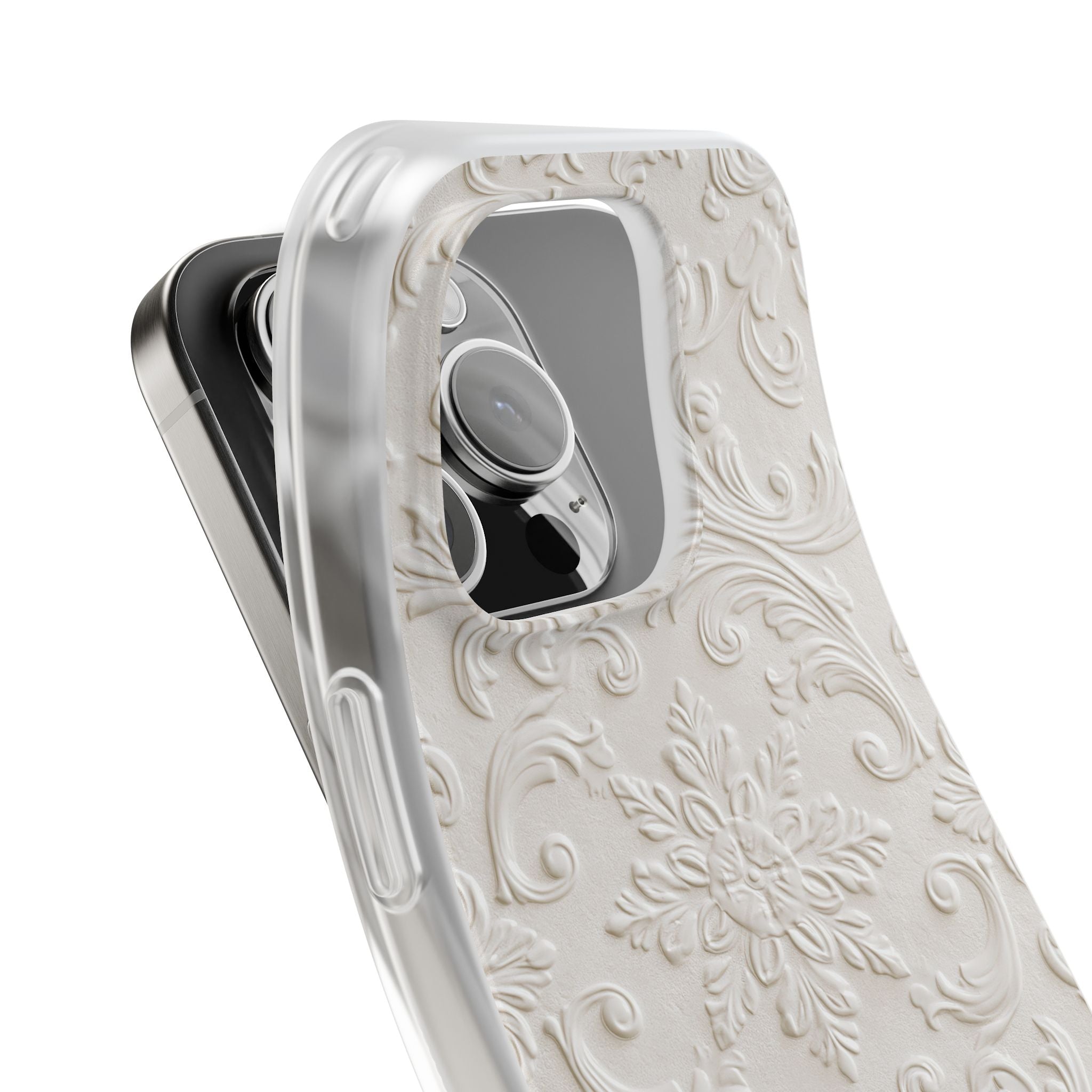 White Lite Phone Case for iPhone - Alabaster Floral Relief