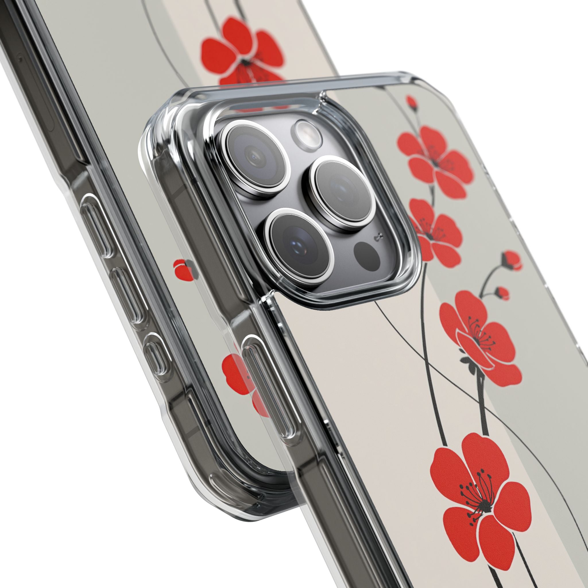 Red Impact MagSafe Phone Case for iPhone - Crimson Plum Ink