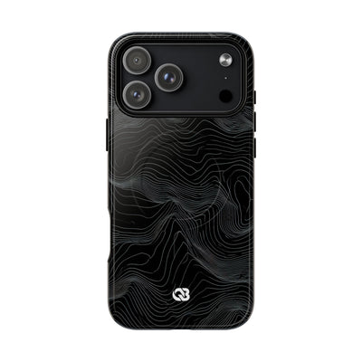 Black Tough 2.0 Magsafe Phone Case for iPhone - Obsidian Topo Wireframe