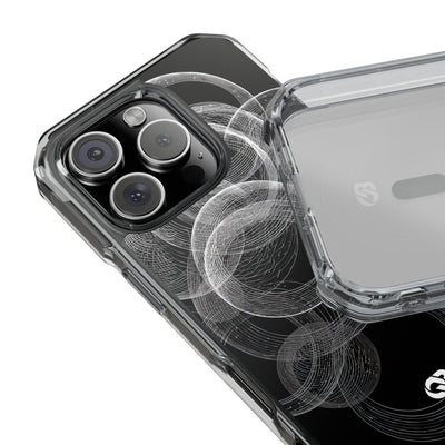 Black Impact MagSafe Phone Case for iPhone - Kinetic Wireframe Orbit