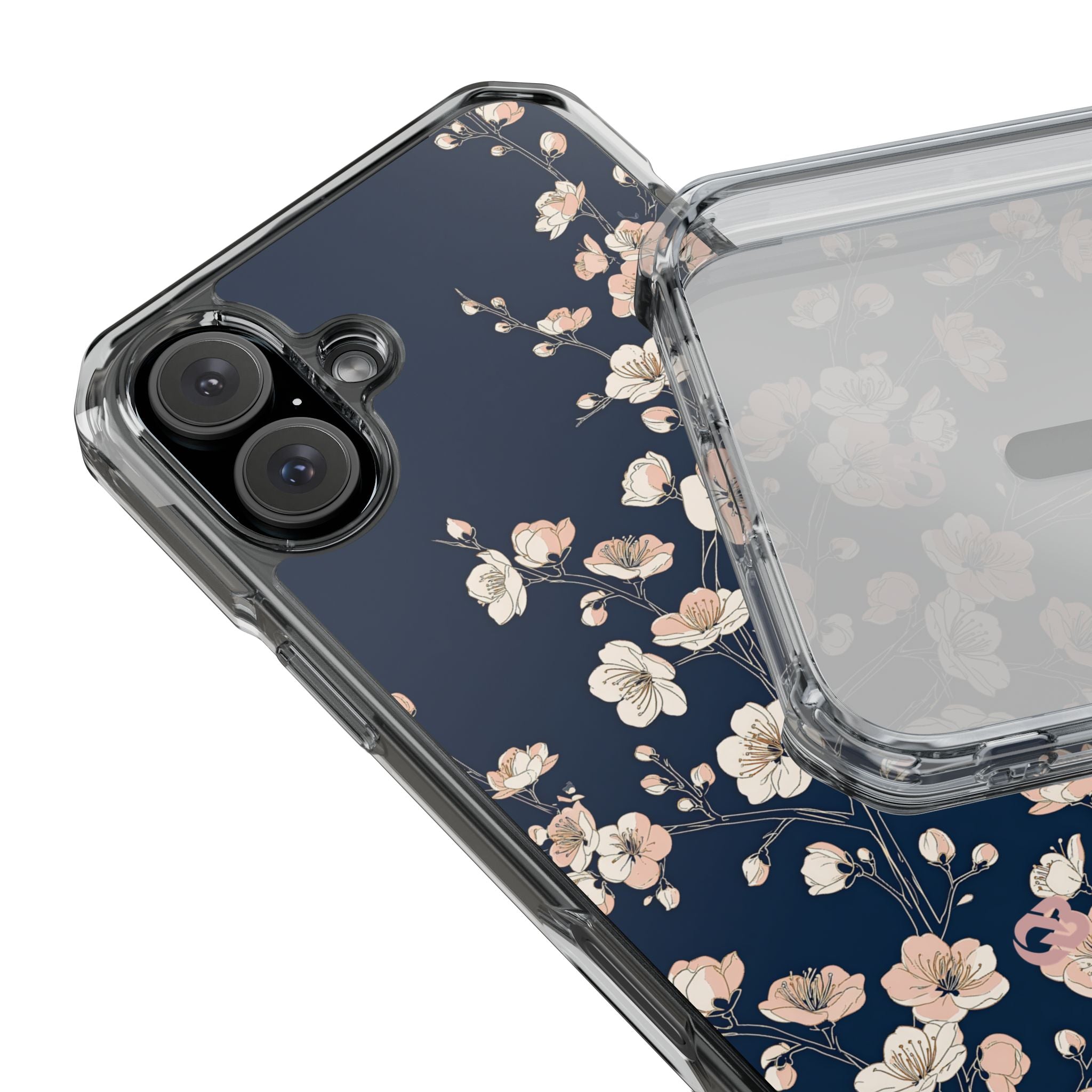 Blue Impact MagSafe Phone Case for iPhone - Midnight Peach Sakura