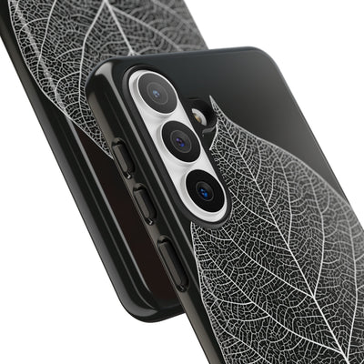 Black Tough Phone Case for Samsung - Bleached Leaf Lattice
