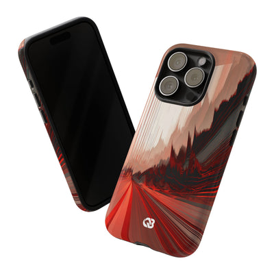 Red Tough Phone Case for iPhone - Crimson Pulse Horizon