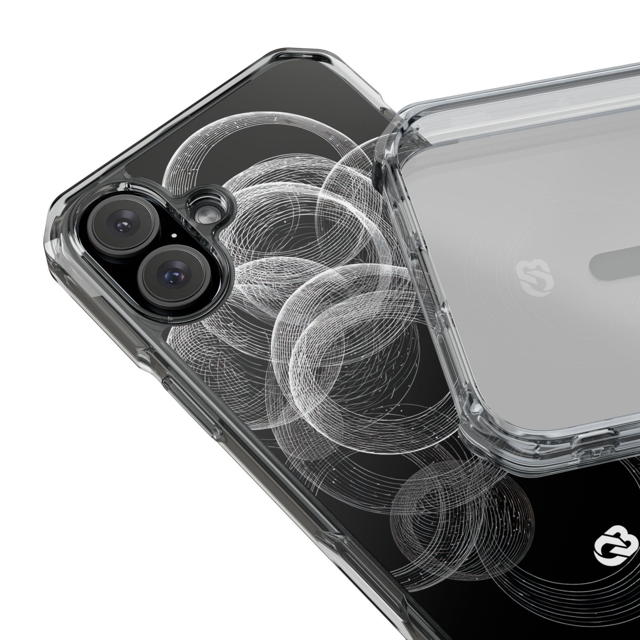 Black Impact MagSafe Phone Case for iPhone - Kinetic Wireframe Orbit