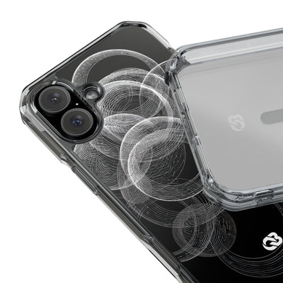 Black Impact MagSafe Phone Case for iPhone - Kinetic Wireframe Orbit