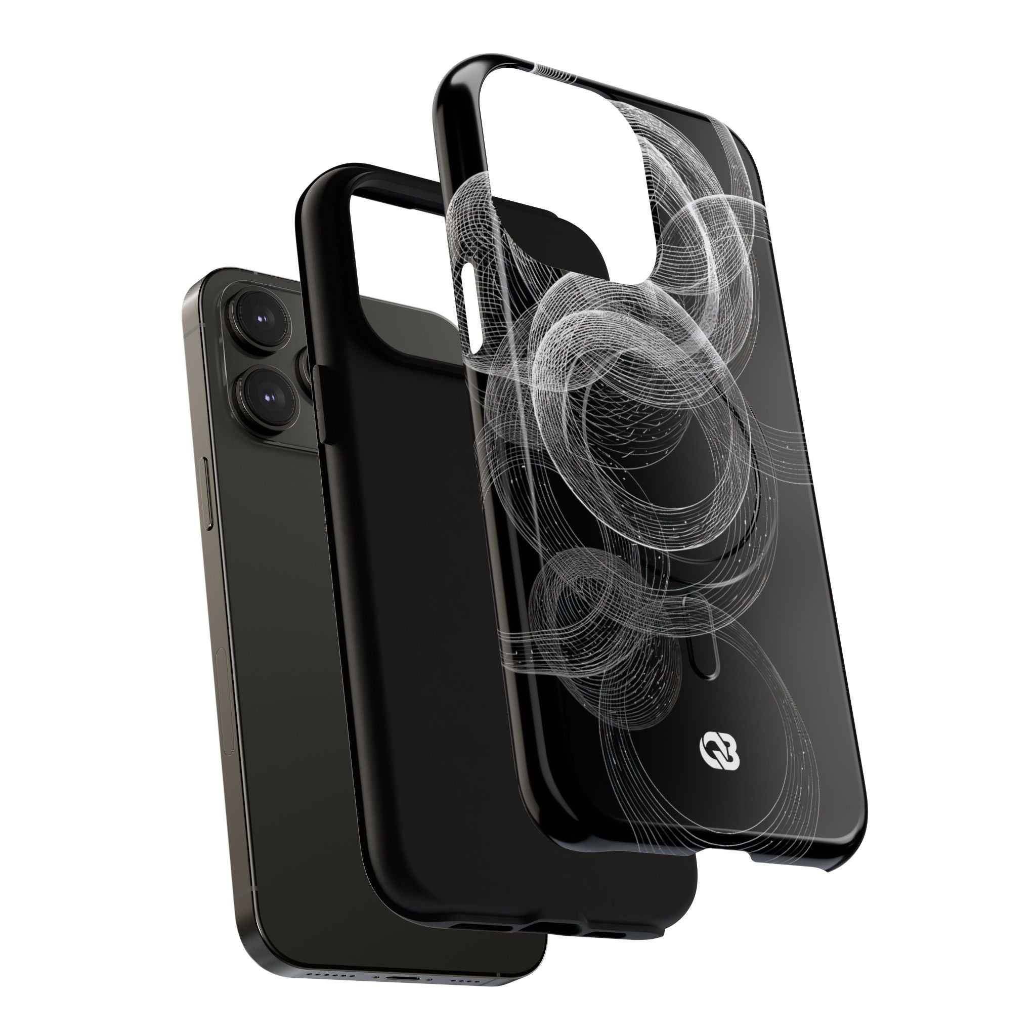 Black Tough 2.0 Magsafe Phone Case for iPhone - Kinetic Wireframe Orbit
