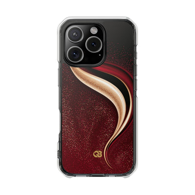 Gilded Crimson Flow · Clear Impact Magnetic Phone Case for iPhone · Red