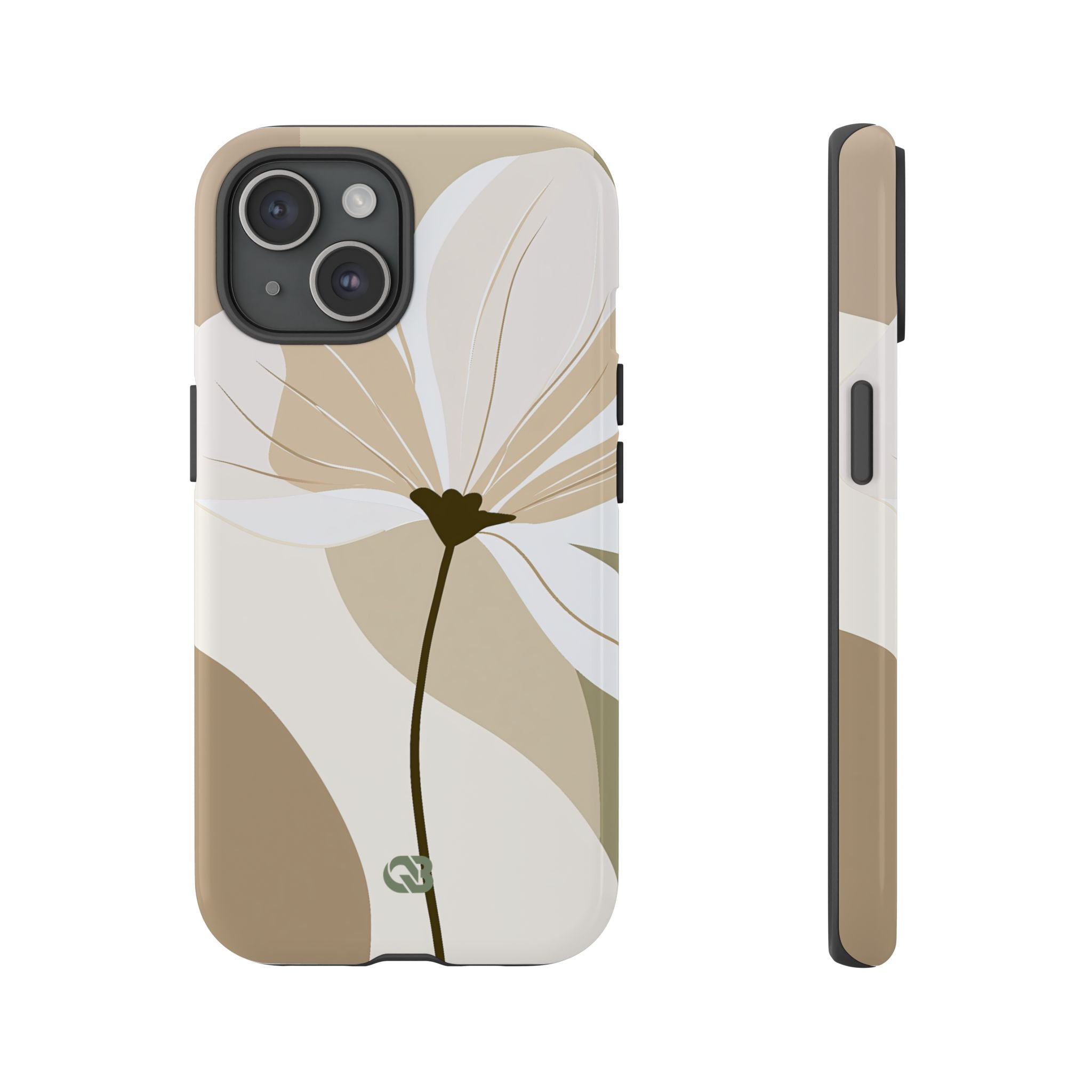 Beige Tough Phone Case for iPhone - Sage Linen Magnolia