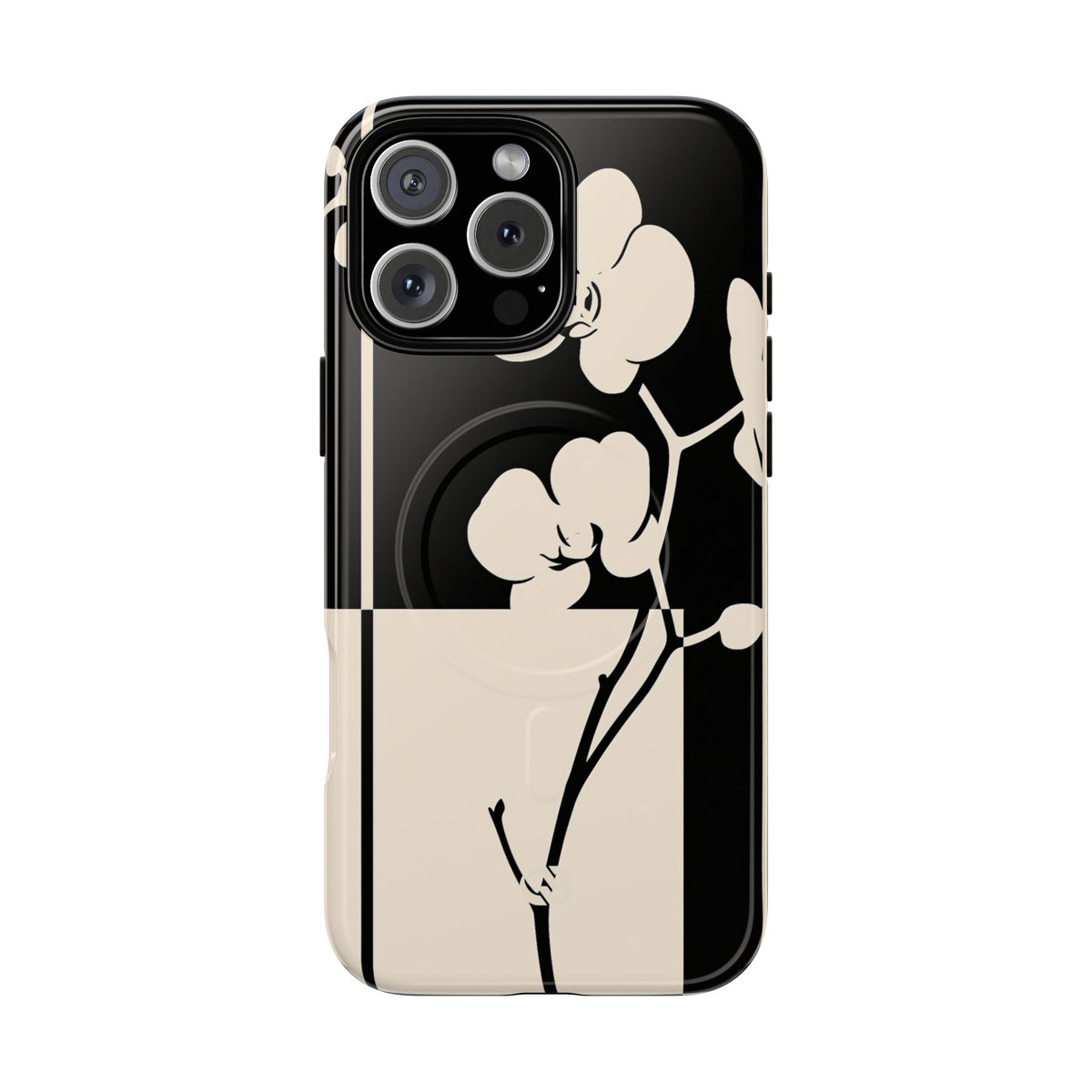 Geometric Orchid Bloom · Tough 2.0 Magnetic Phone Case for iPhone · Black