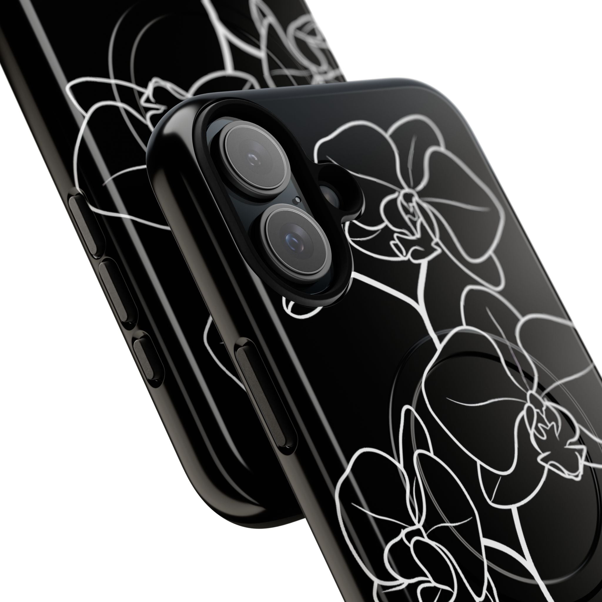 Black Tough 2.0 Magsafe Phone Case for iPhone - Noir Alabaster Orchid