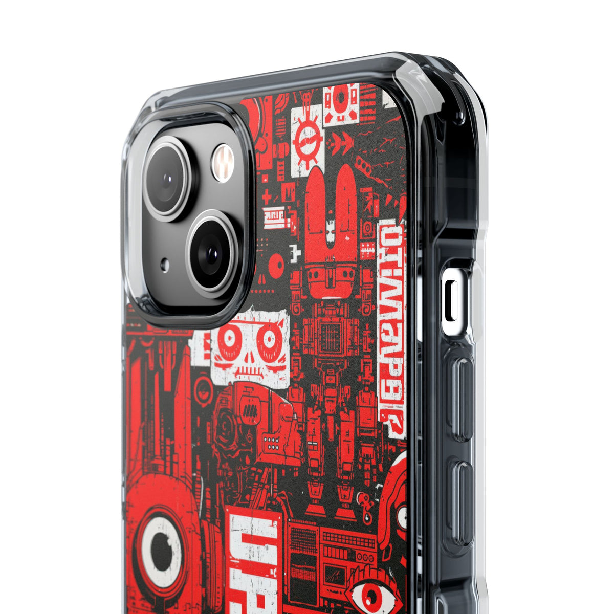 Neo Mecha Collage · Clear Impact Magnetic Phone Case for iPhone · Red
