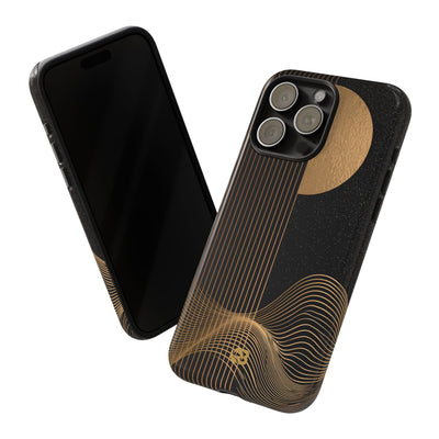 Gold Tough Phone Case for iPhone - Gilded Obsidian Dunes