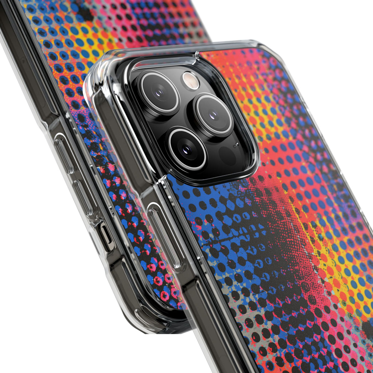 Chromatic Halftone Grid · Clear Impact Magnetic Phone Case for iPhone ·  Blue