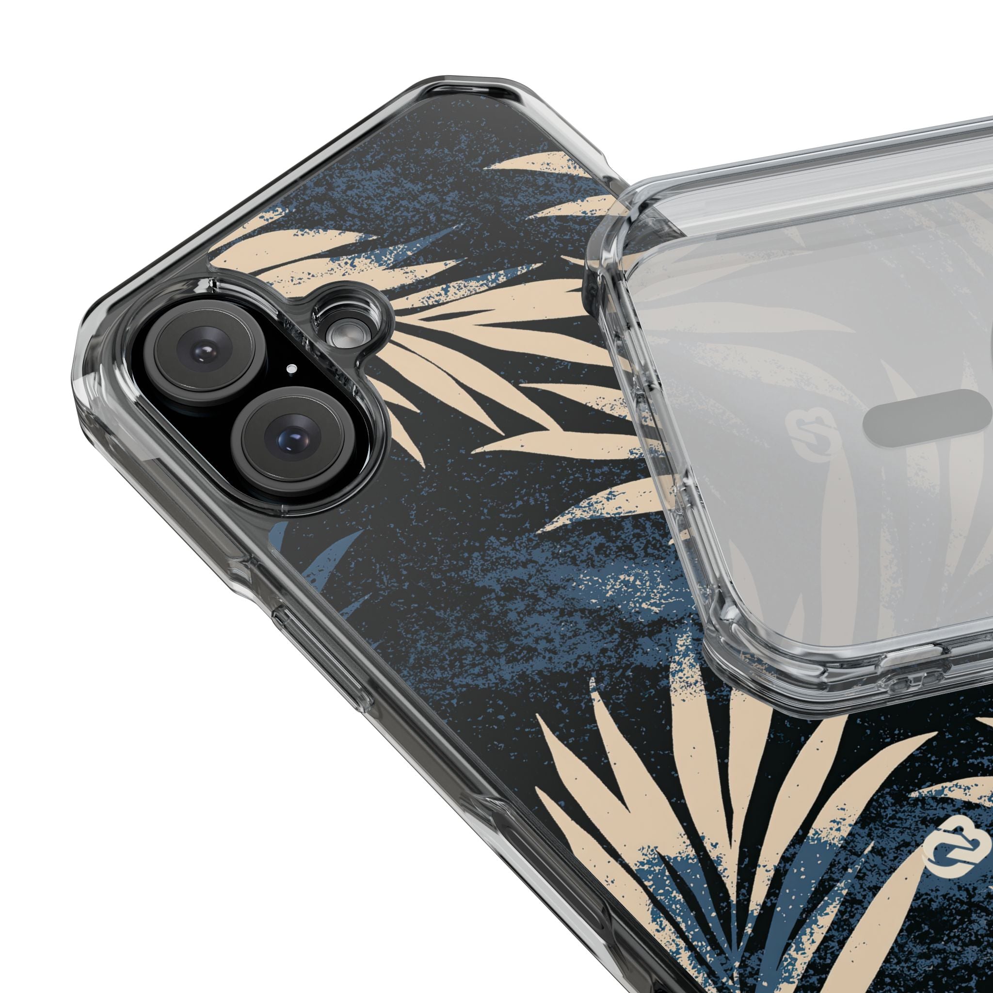 Blue Impact MagSafe Phone Case for iPhone - Midnight Indigo Palm