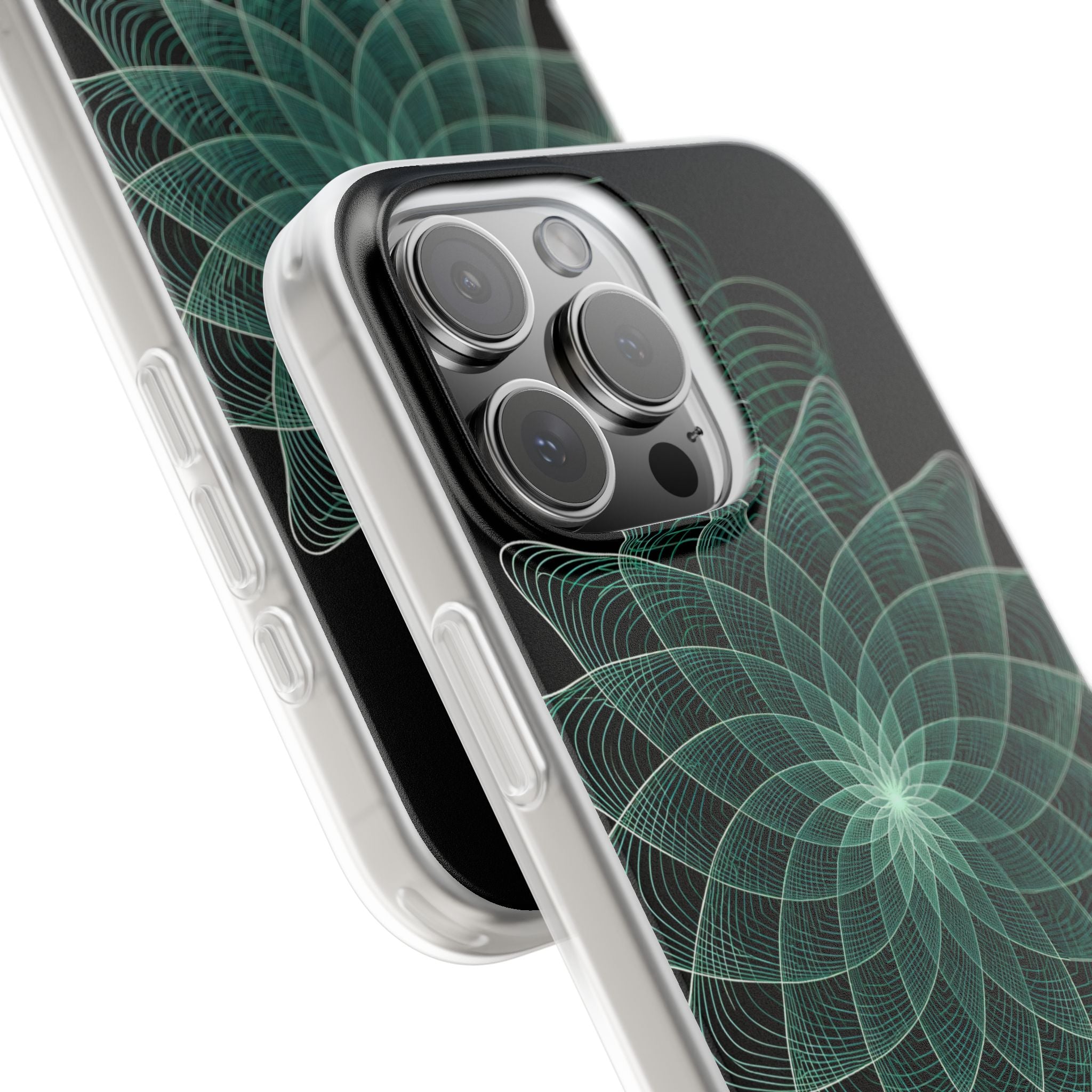 Green Lite Phone Case for iPhone - Cyan Signal Bloom
