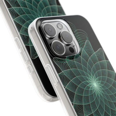 Green Lite Phone Case for iPhone - Cyan Signal Bloom