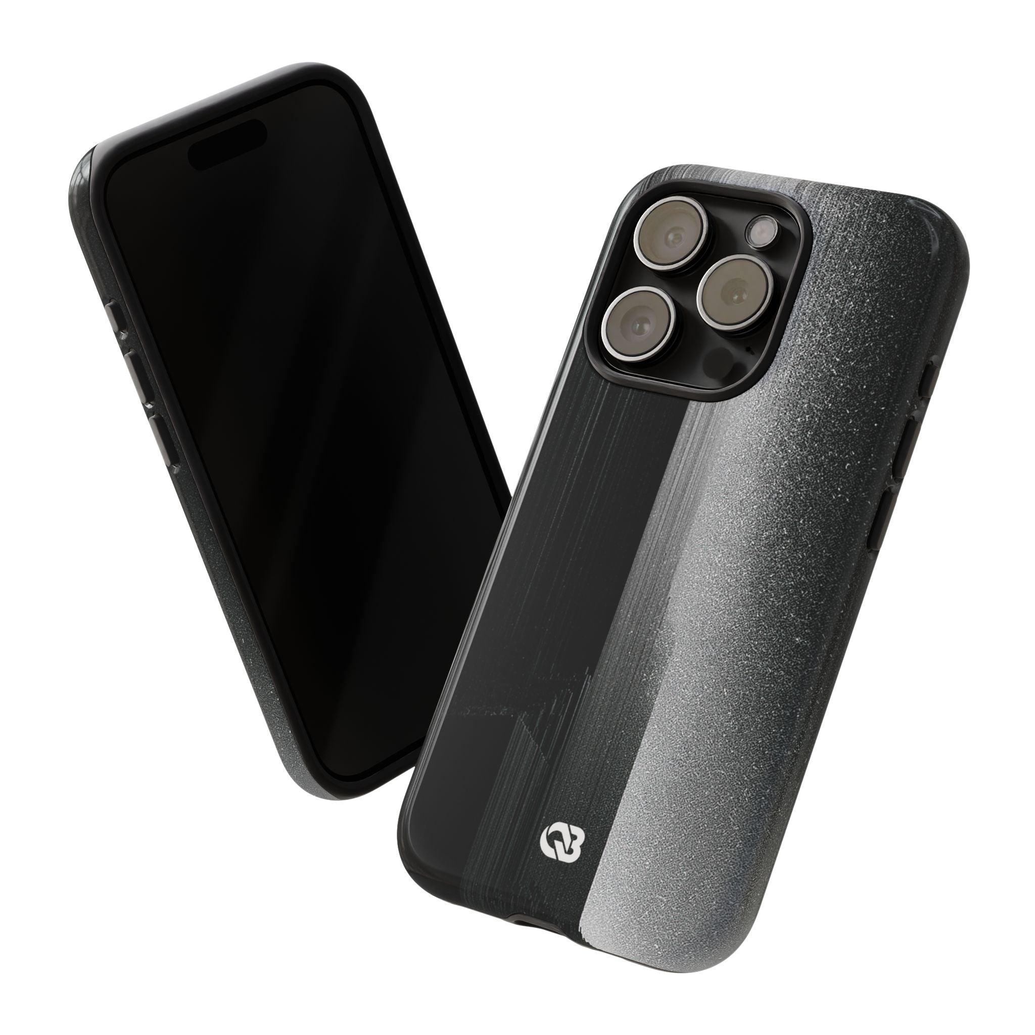 Black Tough Phone Case for iPhone - Brutalist Pixel Monolith