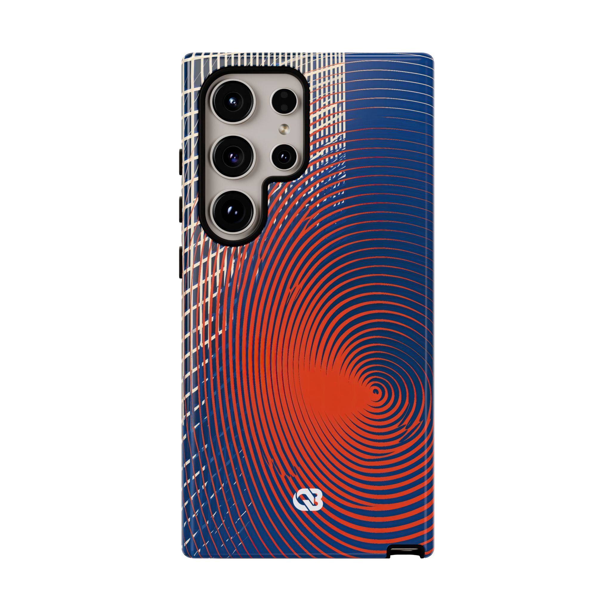 Blue Tough Phone Case for Samsung - Orange Orbit Grid