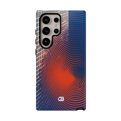 Blue Tough Phone Case for Samsung - Orange Orbit Grid