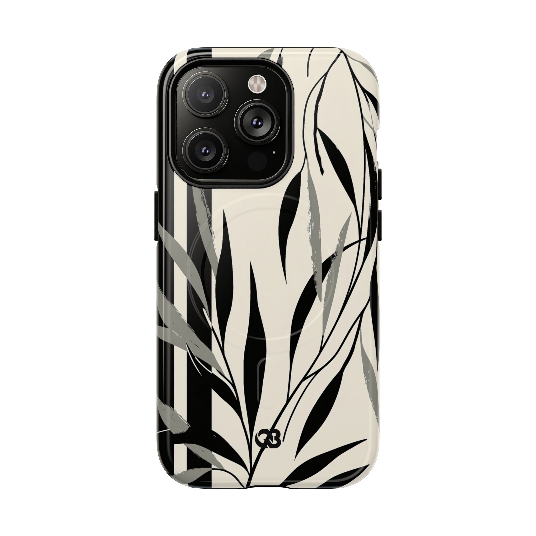 Beige Tough 2.0 Magsafe Phone Case for iPhone - Soot Leaf Sketch