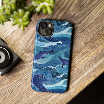 Dolphin Waves iPhone 15 Plus Cover - Tough