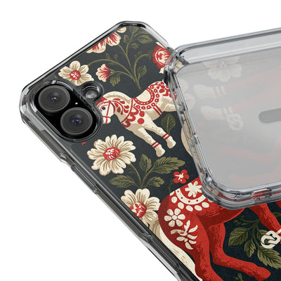Nordic Dala Meadow · Clear Impact Magnetic Phone Case for iPhone · Red