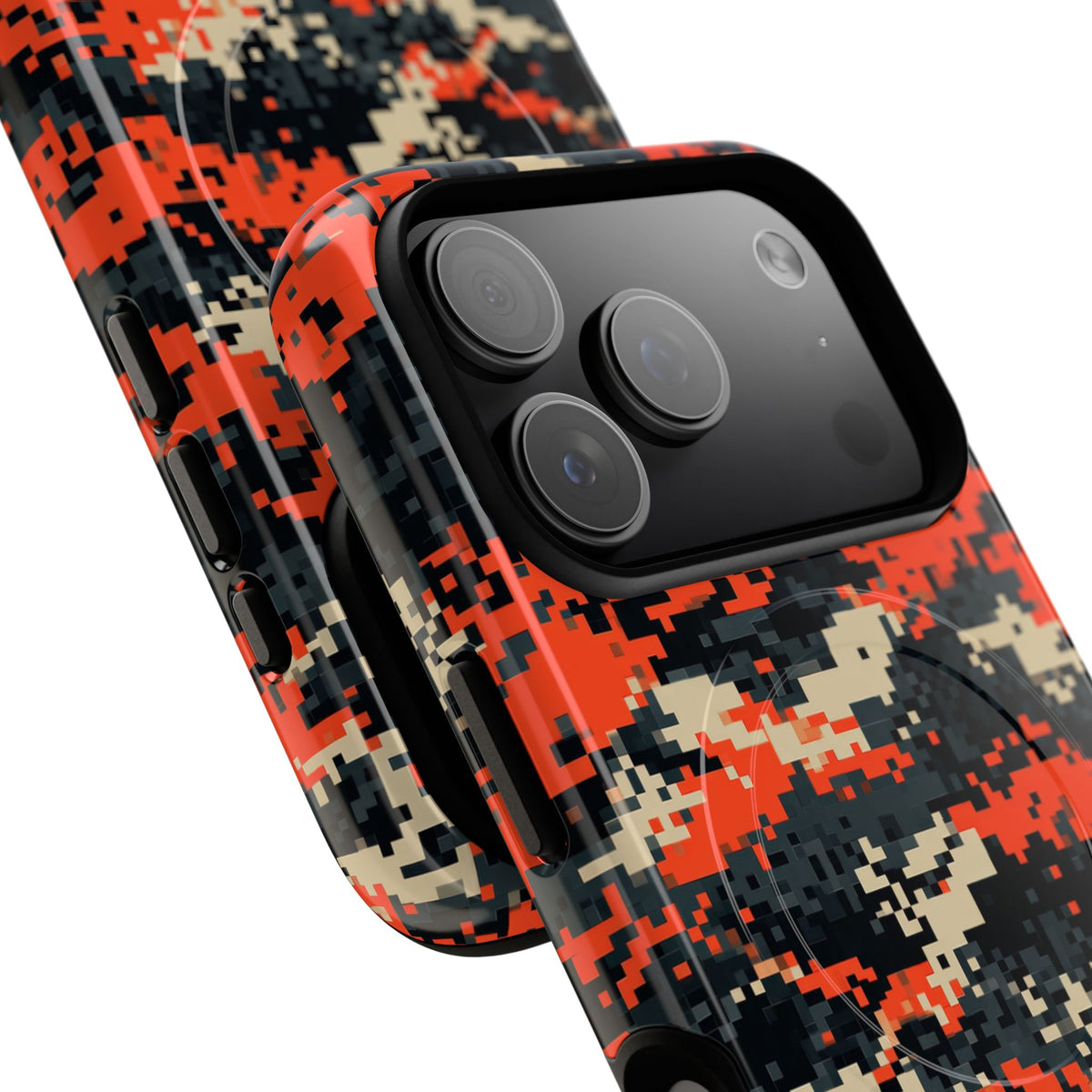 Signal Pixel Camo · Tough 2.0 Magnetic Phone Case for iPhone · Orange