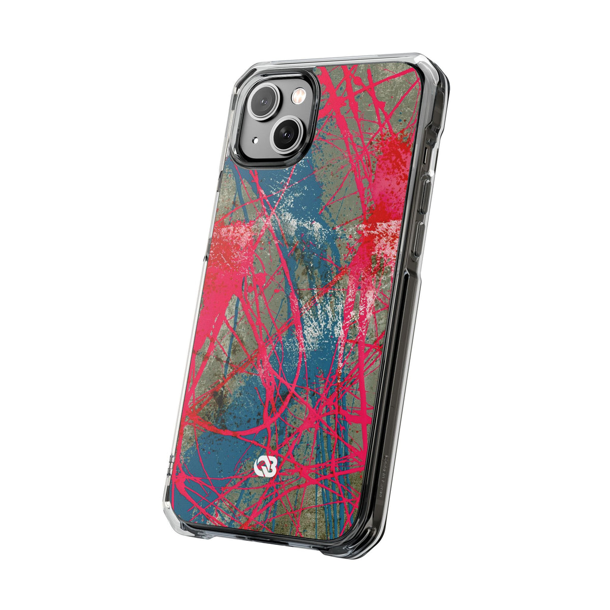 Neon Static Drip · Clear Impact Magnetic Phone Case for iPhone · Pink