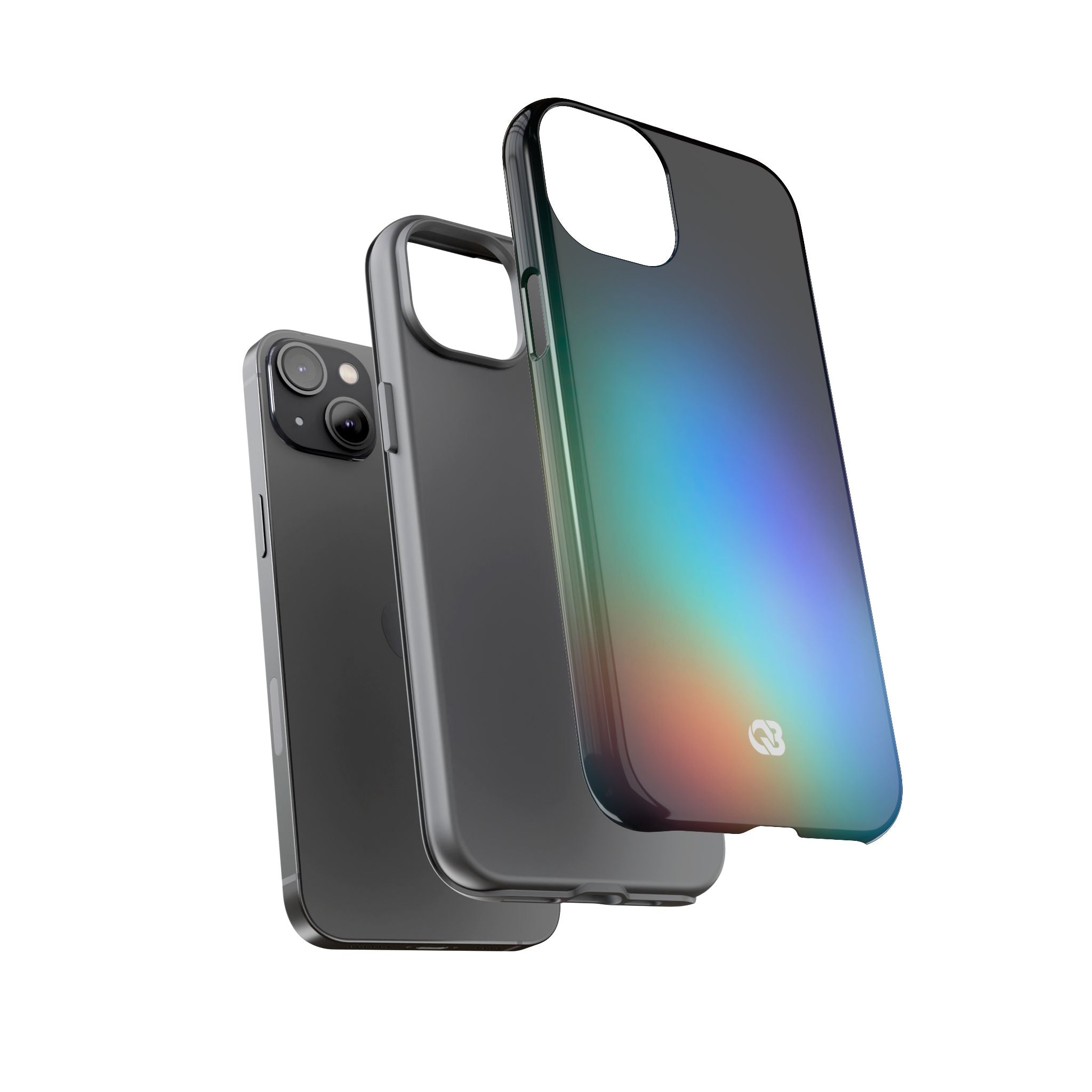 Black Tough Phone Case for iPhone - Electric Prism Grain