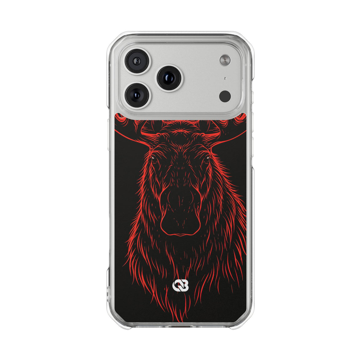 Nordic Moose Contour · Clear Impact Magnetic Phone Case for iPhone ·  Red