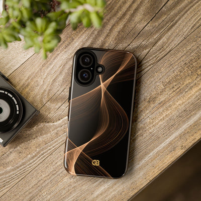 Brown Tough Phone Case for iPhone - Copper Silk Wave