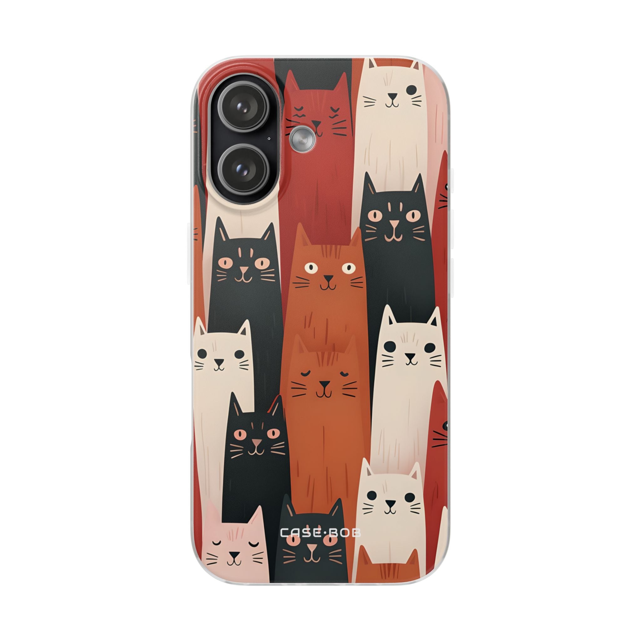 Elongated Cats Black iPhone 17 Case - Soft - CASE•BOB