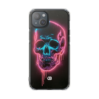 Neon Drip Skull · Clear Impact Magnetic Phone Case for iPhone · Black