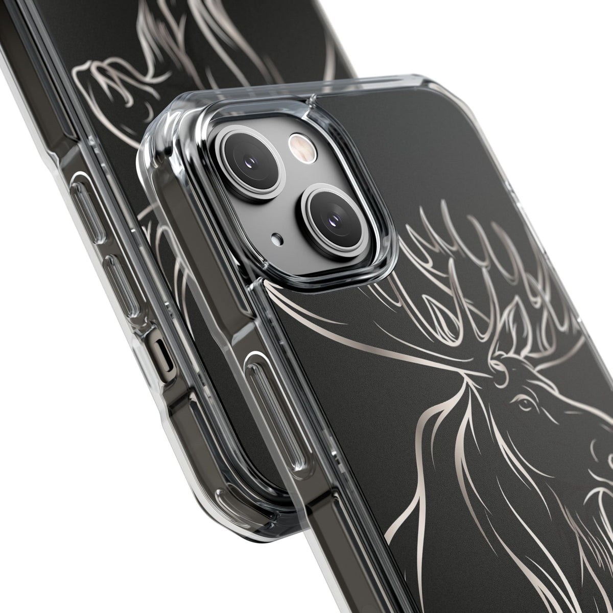 Nordic Moose Contour · Clear Impact Magnetic Phone Case for iPhone · Black