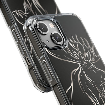 Nordic Moose Contour · Clear Impact Magnetic Phone Case for iPhone · Black
