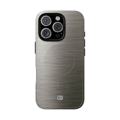 Grey Tough 2.0 Magsafe Phone Case for iPhone - Brushed Industrial Steel