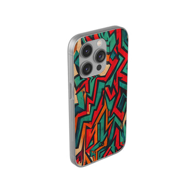 Jagged Teal Static · Soft Phone Case for iPhone