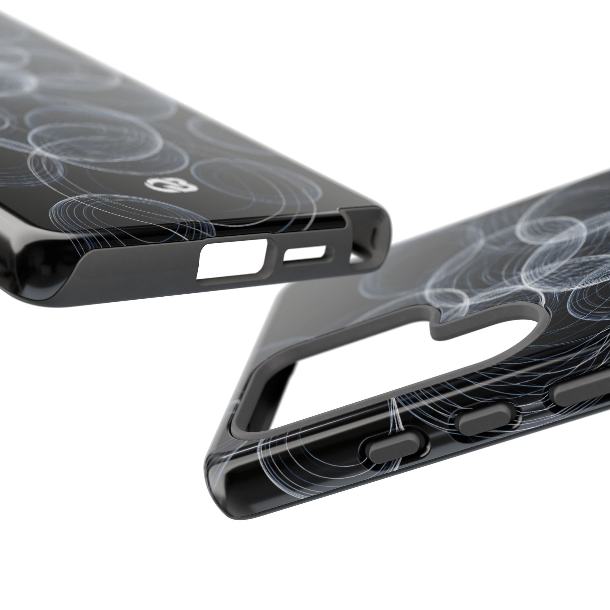 Black Tough Phone Case for Samsung - Frosted Ring Matrix