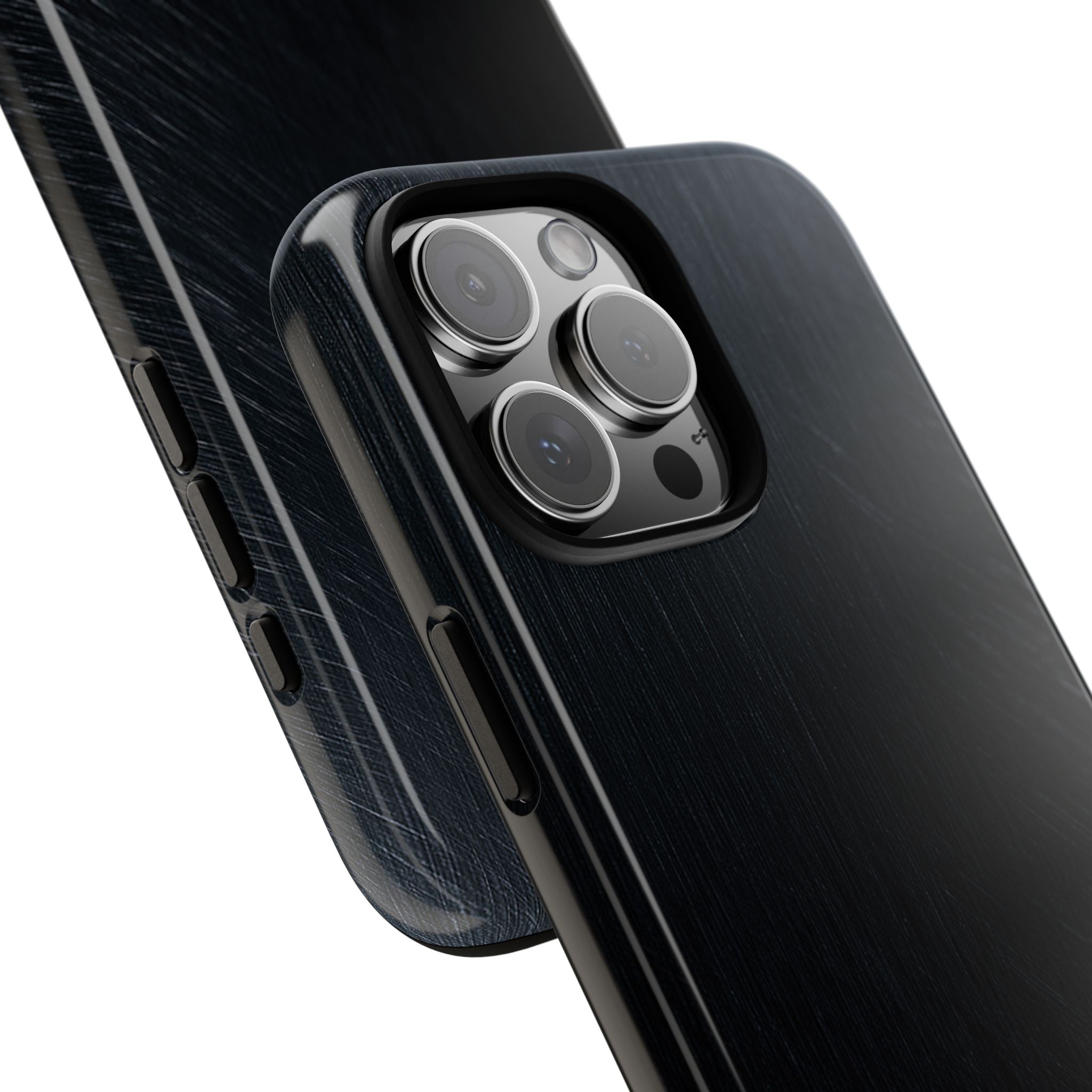Black Tough Phone Case for iPhone - Midnight Brushed Grain