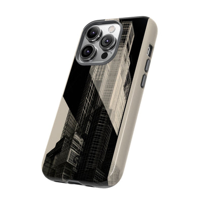 Beige Tough Phone Case for iPhone - Monolith Urban Grid