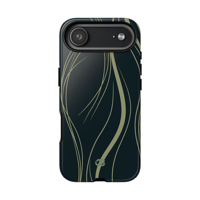Green Tough Phone Case for iPhone - Obsidian Sage Flow