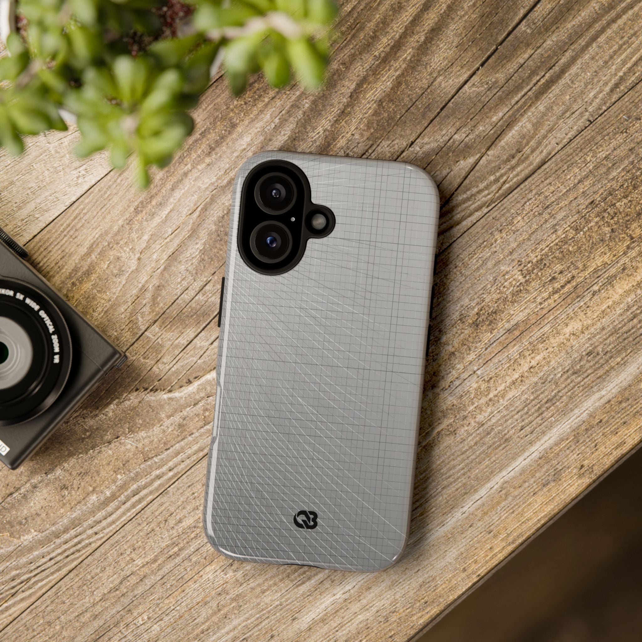 Grey Tough Phone Case for iPhone - Chrome Mesh Warp