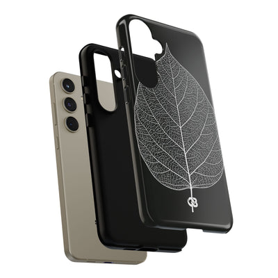Black Tough Phone Case for Samsung - Bleached Leaf Lattice