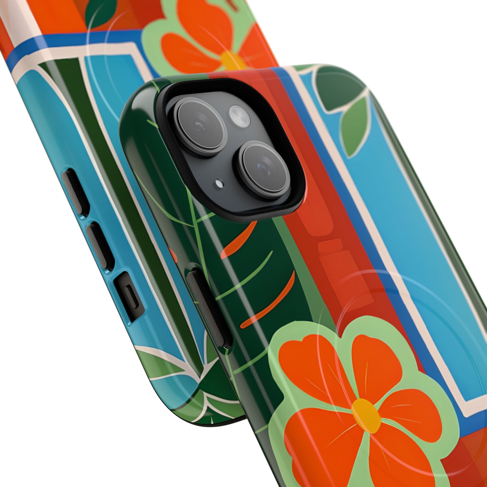 Oranje Bloesem Explosie iPhone 15 Plus Cover - Tough+